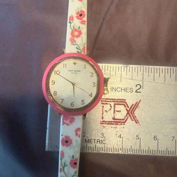 NWT Kate Spade New York Park Row Floral White Pink Silicone Strap Watch 34mm - Picture 6 of 6